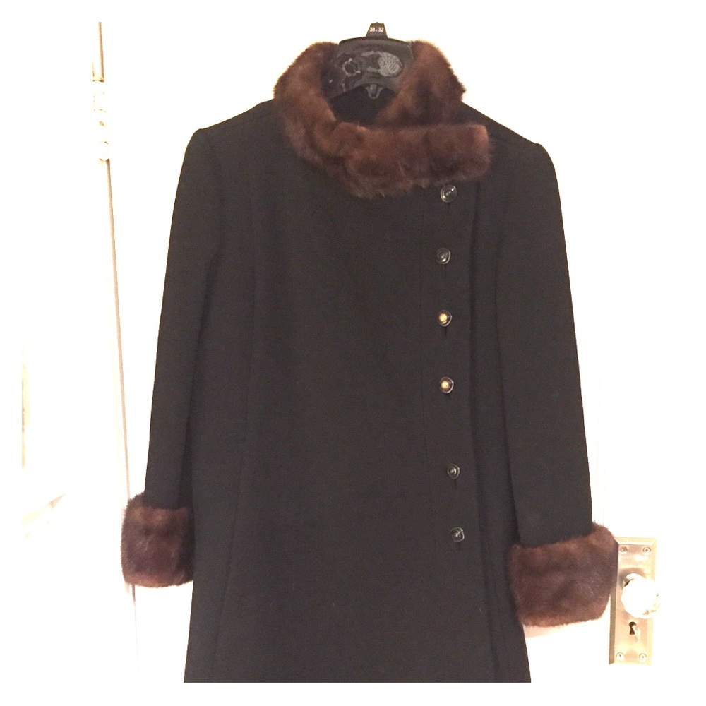 Vintage wool and fur trim coat